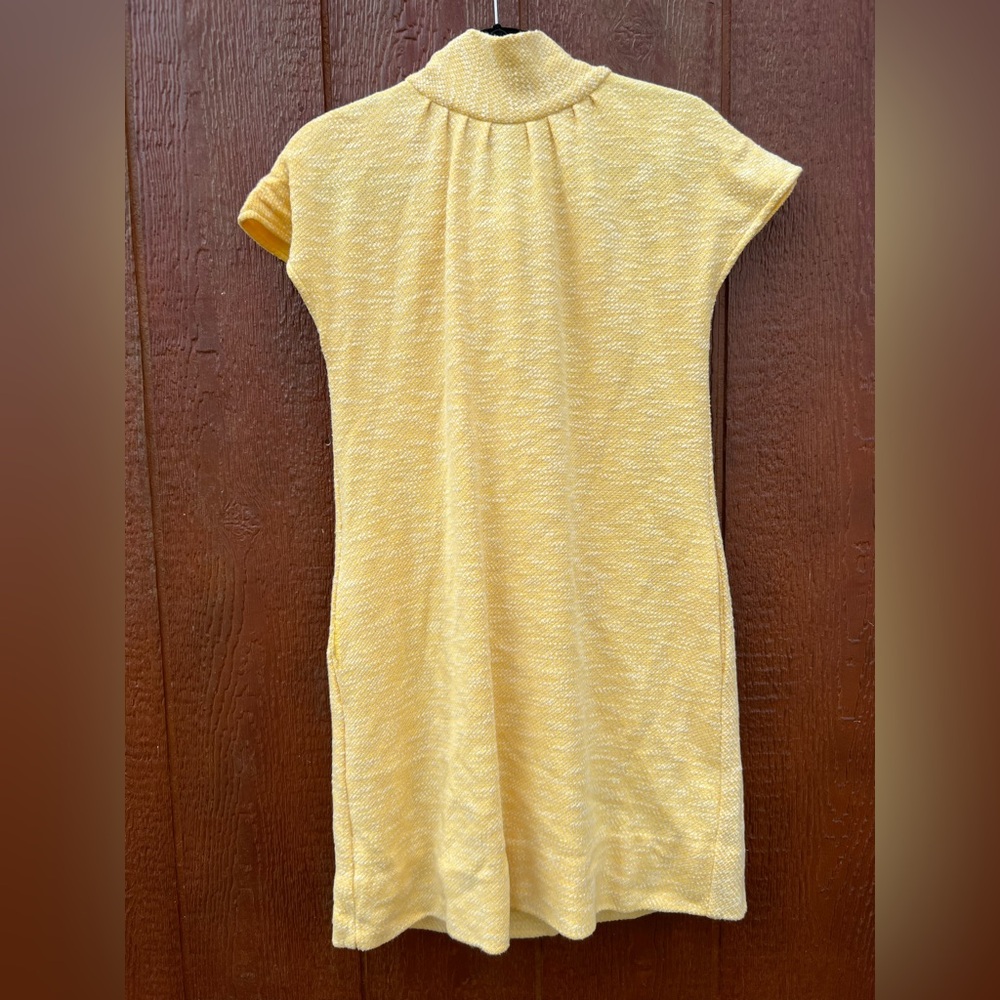 Ann Mashburn tweed Yellow Knit Short Sleeve Dress size XS career wear classic